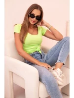 Dámská klasická bavlněná blůza s krátkým rukávem modrá