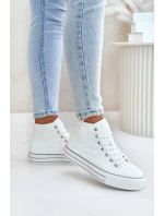 Zateplené dámské tenisky na platformě OO274A473 bílé