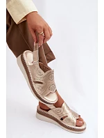 Kožené sandály na platformě S.Barski GR61-5916 Zlaté Kožené sandály na platformě S.Barski GR61-5916 Zlaté