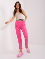 Růžové látkové kalhoty s elastickým pasem