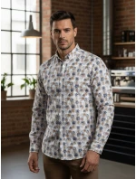 Pánská květinová bílá košile FashionStreet DX2645