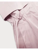 Dámská bunda v pudrově růžové barvě s ohrnutými rukávy LHD (LHD-24591)