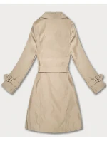 Płaszcz damski typu trencz z paskiem Goodlookin jasny beżowy (KK60416-3#)