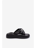 Dámské kožené sandály na platformě černé GOE NN2N4110