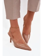 Lakované lodičky na jehlovém podpatku tmavě béžové Phelia