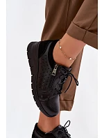 Kožené dámské polobotky na platformě Vinceza 39977 Černé