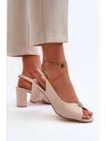 Elegantní sandály na vysokém podpatku se zdobením, béžová Trasea