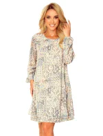 HANNAH - Dámské šifonové šaty s výstřihem na zádech a s béžovo-světle modrým vzorem typu "boho" 319-2