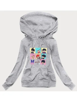 Šedá dámská sportovní mikina s potiskem (N7283) Šedá dámská sportovní mikina s potiskem (N7283)