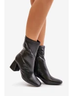 Hladké Dámské Botky Na Podpatku Z Eko Kůže Černé Izariel