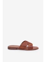 Kožené Dámské Pantofle Lewski Shoes 3682 Camel