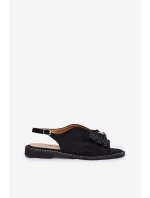 Dámské Sandály S Mašlí Na Plochém Podpatku S.Barski KV51-014 Černé