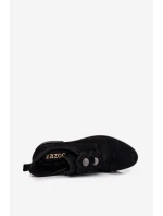 Semišové dámské polobotky s ozdobnými květinami Zazoo 3080 Černé Semišové dámské polobotky s ozdobnými květinami Zazoo 3080 Černé