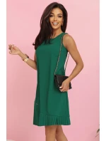 308-4 KARINE elegantní trapézové šaty s asymetrickým řasením - ZELENÉ