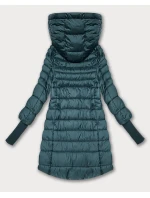 Zelená dámská bunda pro přechodné období s úpletovými stahovacími lemy (1828)