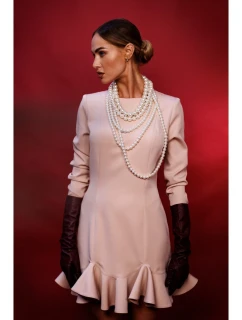 M880 Šaty s volánkovým lemem - béžové