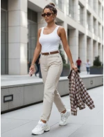 Dámské džíny mom fit s vysokým pasem a páskem béžové FashionStreet UY2918