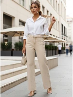 Dámské džíny s vysokým pasem a širokými nohavicemi béžové FashionStreet UY2955