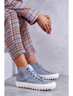 Dámské Kožené Teplé Tenisky Big Star EE274115 Světle Modré