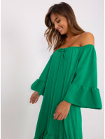 Zelené oversize midi šaty s volánem