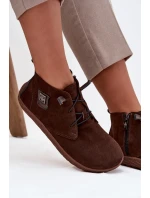 Dámské semišové barefoot polobotky s ozdobným detailem Zazoo – čokoládové