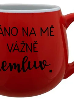 RÁNO NA MĚ VÁŽNĚ NEMLUV. - červený keramický hrníček 300 ml