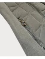 Šedozelená rozepínací dámská mikina z různých spojených materiálů LHD (AMG-165) Šedozelená rozepínací dámská mikina z různých spojených materiálů LHD (AMG-165)