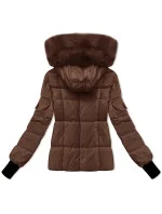 Dámská zimní bunda v kakaové barvě s odepínací kapucí S'west (B8303-48) Dámská zimní bunda v kakaové barvě s odepínací kapucí S'west (B8303-48)