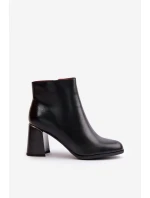 Hladké dámské boty na podpatku z eko kůže zateplené černé Milisea Hladké dámské boty na podpatku z eko kůže zateplené černé Milisea