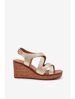 Dámské sandály na klínu Sergio Leone SK223 zlaté Dámské sandály na klínu Sergio Leone SK223 zlaté