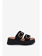 Dámské platformové sandály se zlatými sponami Černé Nelirae