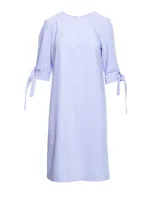 S393 Šaty áčkového střihu se zavazovacími rukávy - světle modré S393 Šaty áčkového střihu se zavazovacími rukávy - světle modré