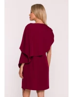 S423 Šaty s pláštěm - bordó