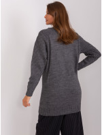 Tmavě šedý dlouhý oversize svetr s rolákem