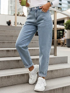 Dámské džíny balonového střihu s vysokým pasem modré FashionStreet UY2963