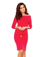 Dámské červené sportovní puntíkované šaty se zavazováním a kapsičkami model 7243926