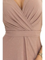 581-4 JENNIFER třpytivé dlouhé šaty s rukávy a výstřihem - MOCHA MOUSSE WITH BROKER 581-4 JENNIFER třpytivé dlouhé šaty s rukávy a výstřihem - MOCHA MOUSSE WITH BROKER