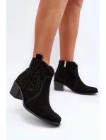 Zazoo 3426 Dámské Semišové Botky Kowbojky Černé