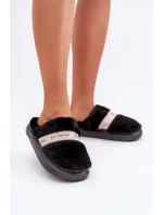 Futrařské Pantofle S Dekorativním Páskem Černé Savalithea