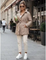 Dámská přechodná bunda s páskem béžová FashionStreet TY5589