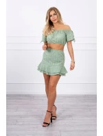 Tmavě mátová vyšívaná sada