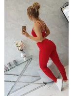 Souprava s halenkou s žebrováním červená Souprava s halenkou s žebrováním červená