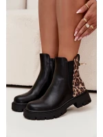 Zateplené dámské boty s zlatým detailem leopardí vzor černé Calista Zateplené dámské boty s zlatým detailem leopardí vzor černé Calista