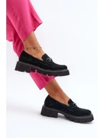 Robustní dámské semišové mokasíny Černá Neloria Robustní dámské semišové mokasíny Černá Neloria