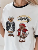 Dámské tričko oversize s výšivkou CLASSY TEDDY bílé FashionStreet RY2844