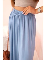 Široké dámské viskózové kalhoty s elastickým pasem z denimu Široké dámské viskózové kalhoty s elastickým pasem z denimu