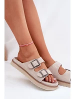 Dámské Semišové Pantofle S Přezkami Béžové D.Franklin DFSH405001