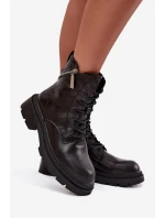 Kožené workery dámské zateplené Big Star SS274452 Černé Kožené workery dámské zateplené Big Star SS274452 Černé