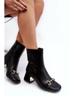 Černé kotníkové boty Adinah na vysokém podpatku s ozdobou Černé kotníkové boty Adinah na vysokém podpatku s ozdobou