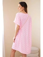 Dámské šaty s puntíky s krátkým rukávem a kabelkou bonbónově růžová